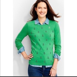 Talbots sweater with rhinestone anchors size small